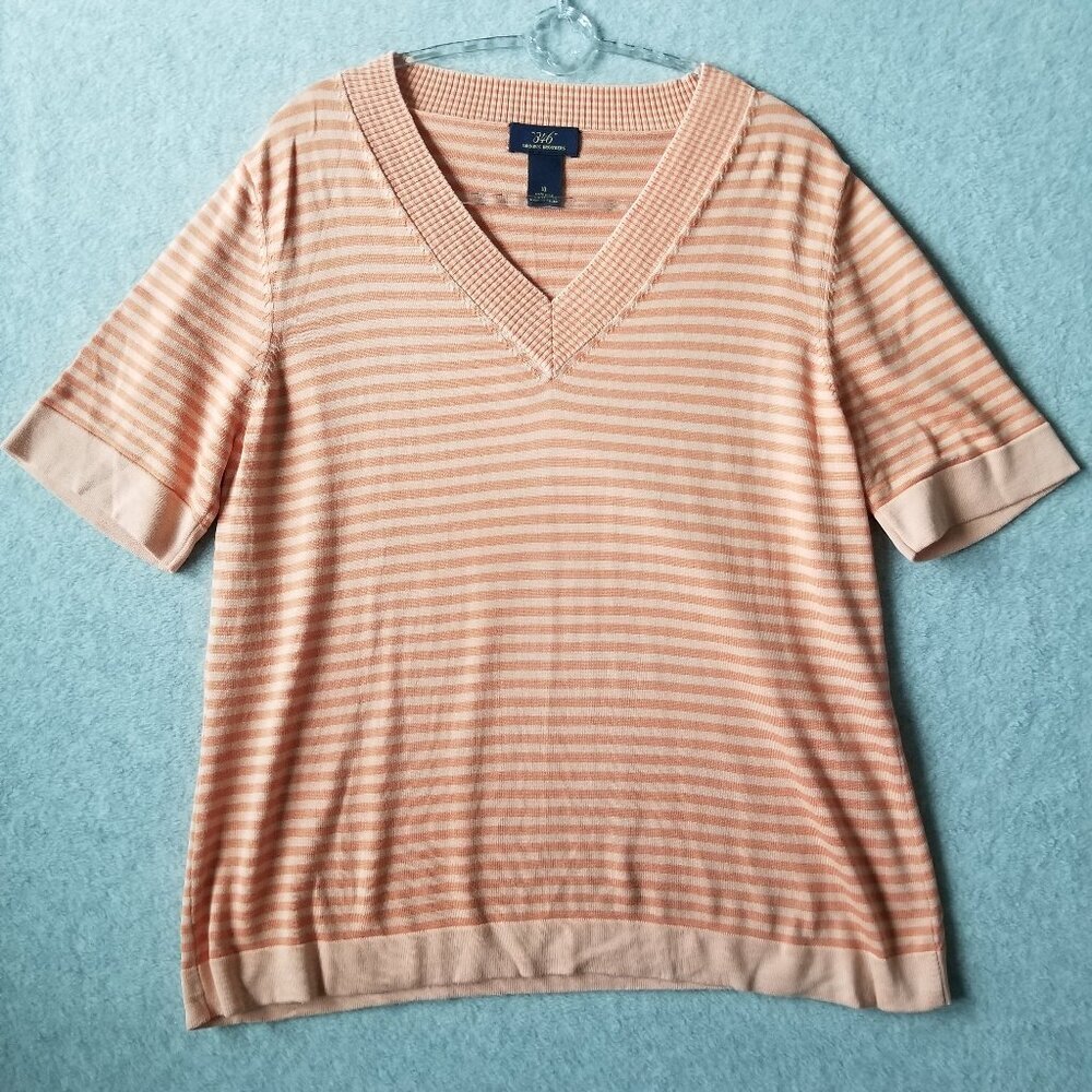 346 Brooks Brothers Silk Blend Striped Short Sleeve Shirt Sweater Preppy Size XL
